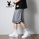 Playboy (PLAYBOY) sports shorts men's summer American basketball shorts ice silk quick-drying five-point mid-pants men's loose casual pants 1478-Black + 1478-White L