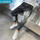 
LAXSESU jeans men's tying feet casual pants men's handsome trendy and versatile loose harem pants summer new style men's pants high elastic AT1047 blue S recommended 85-102Jin [Jin equals 0.5 kg]