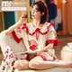 Pyjamas d'été modal pour femmes, coton Coton à manches à manches à manches courtes coréen mignon costume mince dessin animé Spring et automne des vêtements de maison à la maison White Skm6621 m (recommandée 75-95jin [Jin est égal à 0,5 kg]))