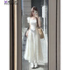 DIEJIAONUO dress summer 2025 new women's clothing Korean version pure lust style summer beautiful gentle white moonlight super beautiful apricot dress M