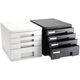 
Deli desktop file cabinet drawer type information classification and sorting box storage box storage cabinet plastic storage box cabinet 9794 black with lock-4 floors with index stickers