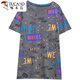 Specht 2025 Sommer neues Modell plus Größe Baumwolle kurzärmeliges T-Shirt für Frauen Fett mm modische altersreduzierende schlankende Bauchbedeckung für Frauen 6627 Blau M 80-95jin [Jin entspricht 0,5 kg]