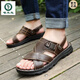 Holzspecker [echter Kaufläden] Top-Layer-Kaufhäude Sandalen für Männer echte Ledersommer-Sommersandalen für Männer Freizeit zwei-Wear-Fahren Strandschuhe