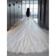 Wei Lian Menglan's main wedding dress bride 2025 new long-sleeved French heavy-textured pregnant women's light large tail wedding dress white floor-length wedding dress plus eight-piece set S Weight 90Jin Jin is equal to about 0.5 kg