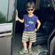 
Xiaohuanmei children's short-sleeved suit Korean version 2025 summer new girl pure cotton T-shirt boy shorts baby children turmeric three-color skateboard 100 (recommended height 90-100cm)