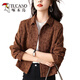 Woodpecker Short Jacket Women's 2025 Spring and Autumn Korean New Middle-aged Mom Small Casual Baseball Suit Jacket Cardigan Top Coffee M Recommended 90-105Jin [Jin equals 0.5 kg]