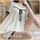 Yalu solid color square collar pajamas for women in summer 2025 new short-sleeved cotton internet celebrity shorts suit outside home clothes 761 with chest pad M [80-100 Jin [Jin equals 0.5 kg] wear]
