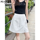 Cotton Summer Silk Yamamoto Travail Vêtements Shorts pour femmes 2025 New Style Small Person High Taist Slim A-Line Pantaler Jirt 603 Navy Blue [High Quality 19.5] XL 120-140JIN [Jin est égal à 0,5 kg]