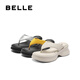 百丽（Belle）简约亲肤夹趾拖鞋女2025夏新厚底增高可外穿拖鞋B2711BT5 黄色 36