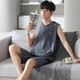 Luechen Pajamas sans manches Viete pour hommes pyjamas mince des vêtements pour hommes à grande taille décontractés, père L [construit 12027 [Set] L [recommandé 100-140jin [Jin est égal à 0,5 kg]]]