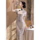 
ZHIDOUDOU new Chinese cheongsam imitation acetate retro long slim-fit Chinese style young girl simple and elegant modified daily cheongsam 9227 S 80--90Jin [Jin equals 0.5 kg]
