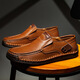 Gy Jinlilai Chaussures masculines masculines pour hommes Chaussures décontractées extérieures avec des chaussures en cuir plat à un pied de grande taille de grande taille 9916-1 Hollow 39 brun jaune 39