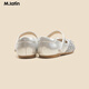 马·拉丁（M.Latin）女大童闪亮蝴蝶结皮鞋12401S409X 银色 33