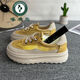 Pecker Chaussures décontractées pour femmes Mesh Breatch Casual Chaussures Chaussures pour femmes Nouvelles chaussures épaisses épaisses jaunes minces sportives jaunes 35