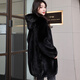 
Winter home brand imported mink coat for women whole mink medium length hooded mink fur fur coat for women with hat winter black XL 120Jin[Jin equals 0.5 kg]-140Jin[Jin equals 0.5 kg]