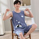 Moxiao vest shorts sleeveless cotton pajamas men's summer student home clothes spring and summer suit summer plus thin cotton vest shorts: 1365 coffee bear M teenage version: 60-75 Jin [Jin equals 0.5 kg] high 150