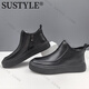 Sustyle High-End-Marke High-End-Sommer 2025 Neue Männer schwarze lässige Lederstiefel Männer Martin Boots Männer schwarz 42