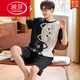 Langsha Pajamas Men's Summer Coton Pure Coton Slee à manches courtes Mélaises minces Plus taille Cartoon Adolescent Coton Full Coton Men de vêtements pour la maison