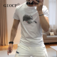 GIOCP香港潮牌夏季新款丝光棉帽子烫钻短袖网红个性潮流修身半袖T恤男 桔红色 733 帽子 4XL