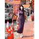 Jin Jin is equal to 0.5 kg. Mu Furong Purple Satin Improved Cheongsam Women's New Chinese Style National Style Whitening, Beautiful and Slim Temperament Long Dress M (80-95 Jin Jin is equal to 0.5 kg)