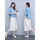 Hengyuanxiang cotton and linen dress for women loose 2025 summer new product casual age-reducing two-piece set temperament linen fashion suit white top + beige skirt S [80-105Jin[Jin equals 0.5 kg]]