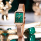 Olevs [Freundin] Klassische Quartz Watch Chinese Trendy Watch Fashion Watch Women's Watch Wasserdes Retro Small Green Watch Geschenk [Temperament und vielseitig] Zeit 6624L Rose Mesh Rose Shell Grün 29 mm Zifferblatt Durchmesser: 22x