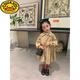 G.Duckkids Mädchenwindbreaker 2024 Frühling neuer Kinder modische mittlere Jacke mit mittlerer Länge Baby Korean Style Bow Top Khaki Spot 90 (Referenzalter 2-3 Jahre alt) (Kleiderlabel 90)