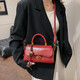2025 Frühlings- und Sommer PU Retro kleine quadratische Beutel modische einfache Tasche Quadratschlosse kleine Tasche rot