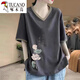 Camiseta de moda de algodón de algodón puro Raglan de algodón corto para mujeres en verano Temperamento suelto y delgado Top informal Borgoña [Lotus rosa impreso en la parte inferior derecha] XL (recomendado 130-145 Jin [Jin iguala 0.5 kg])