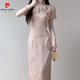 Pierre Cardin (Pierre Cardin) high-end cheongsam pink summer young style new Chinese girly style daily elegant Chinese style dress Spring Cheongsam Pink Does not include accessories M