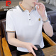 Pier Cardin high-end pure cotton short-sleeved T-shirt for men 2025 summer new striped short-sleeved Polo shirt casual versatile lapel t-shirt 6626 gray L suggest 105-120Jin [Jin equals 0.5 kg]
