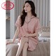 Langsha Light Luxury Nightgown para mujeres en verano Camisa delgada de manga corta Cardigan Falda de verano Satin Satin Satin Satin 9905 Mint Green M