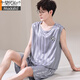 Modal [soft and silky] ice silk pajamas men's summer thin loose shorts shorts suit emulated silk summer new 9902 M