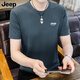Jeep (Jeep) Camiseta de manga corta para hombres Seda de seda de hielo Summer 2025 Nueva camiseta de verano pesada de color hielo Top JP6172 Negro [Cuello redondo] M __sugestado 90-115Jin [Jin equivale a 0.5 kg]