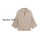 Massimo Dutti discount upgrade 2026 women's elegant and versatile drapey loose and light linen shirt 05114715 light brown XS (165/84A) size is too large