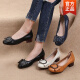 Shachijing chooses spring and summer middle-aged women's leather shoes genuine leather comfortable mother's shoes shallow mouth low heel single shoes thick heel medium heel round toe women's shoes yellow women's shoes that don't get tired of their feet for a long time 6626 37