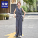罗蒙（ROMON）2025超火夏装一整套套装女夏季新款时尚无袖背心上衣阔腿裤两件套 牛仔蓝 【版】 M