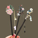 Lingchuan New Chinese Style Black Sandalwood Hairpin Ancient Style Headdress Banana Fan Tassel Step Shake Hairpin Ancient Costume Hanfu Hairpin Accessories for Women Yishang