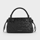 
CHARLES/KEITH25 Autumn New Product Braided Design Handheld Kelly Bag Crossbody Bag CK2-30701620 Noir Black M
