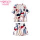 MODAL 2025 Summer New Pajama для женщин Лето-чистые хлопковые шорты с короткими рукавами хлопковые повседневные простые студенческие домашние одежды Z9855 M [рекомендуется 75-90Jin [Jin равняется 0,5 кг] Wear]