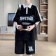 Aoji Summer de moda camiseta de manga corta para hombres Fat Boy Polo Sports Polo de 1215 años de edad 6629 Negro (de manga corta + pantalones cortos) M 90-110Jin [Jin equivale a 0.5 kg]