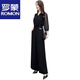 Romon Frühlings- und Sommer-neuer High-T-Teme-Chiffon-Jumpsuit Black Quarter-Areved Slim Temperament Wide-Big Jumpsuit Set für Frauen schwarz [85-95jin [Jin entspricht 0,5 kg]]