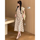 
Yezhi maternity dress 2025 new polka dot dress loose belly-covering large size long skirt puff sleeve summer thin maternity skirt Polka dot maternity skirt [bee] L size
