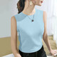 
New round neck solid color vest for women in the summer wear slim fit and slim inside and mother's sleeveless base shirt top K11-white + white XL Recommended 110-125Jin [Jin equals 0.5 kg]