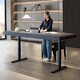 Jianyun Noi designer workbench desk study table Italian style minimalist modern light luxury simple electric lifting study desk smoked wood color with plug-in row 1400*650*750