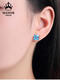 Non-pierced earrings four-leaf clover blue sterling silver women's light luxury high-end niche new earrings earrings ear studs ear buckles ear clip blue-four-leaf clover