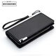 Playboy men's wallet long mobile phone bag genuine leather texture large capacity card wallet business new zipper clutch black lychee pattern edging 11 card positions