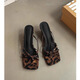 Zhenxi French Leopard Print Talons Sandales Portez de nouvelles chaussures d'été Clip-on Sandales à talons à talons français Sandales Leopard Print 6cm 37