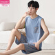 Modal Men's Pyjamas Vest modal mince sans manches adolescentes Summer Plus taille Jin [Jin est égal à 0,5 kg] Suit à domicile en deux pièces 12027 [ensemble masculin] L [suggéré 100-140 Jin [Jin est égal à 0,5 kg]]]