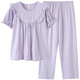 
MUJI COM unmarked muji pajamas for women in summer pure cotton short-sleeved trousers can be worn on the outside simple loose large-size home clothing set Z691 taro purple M Recommended 80-105 Jin [Jin equals 0.5 kg]